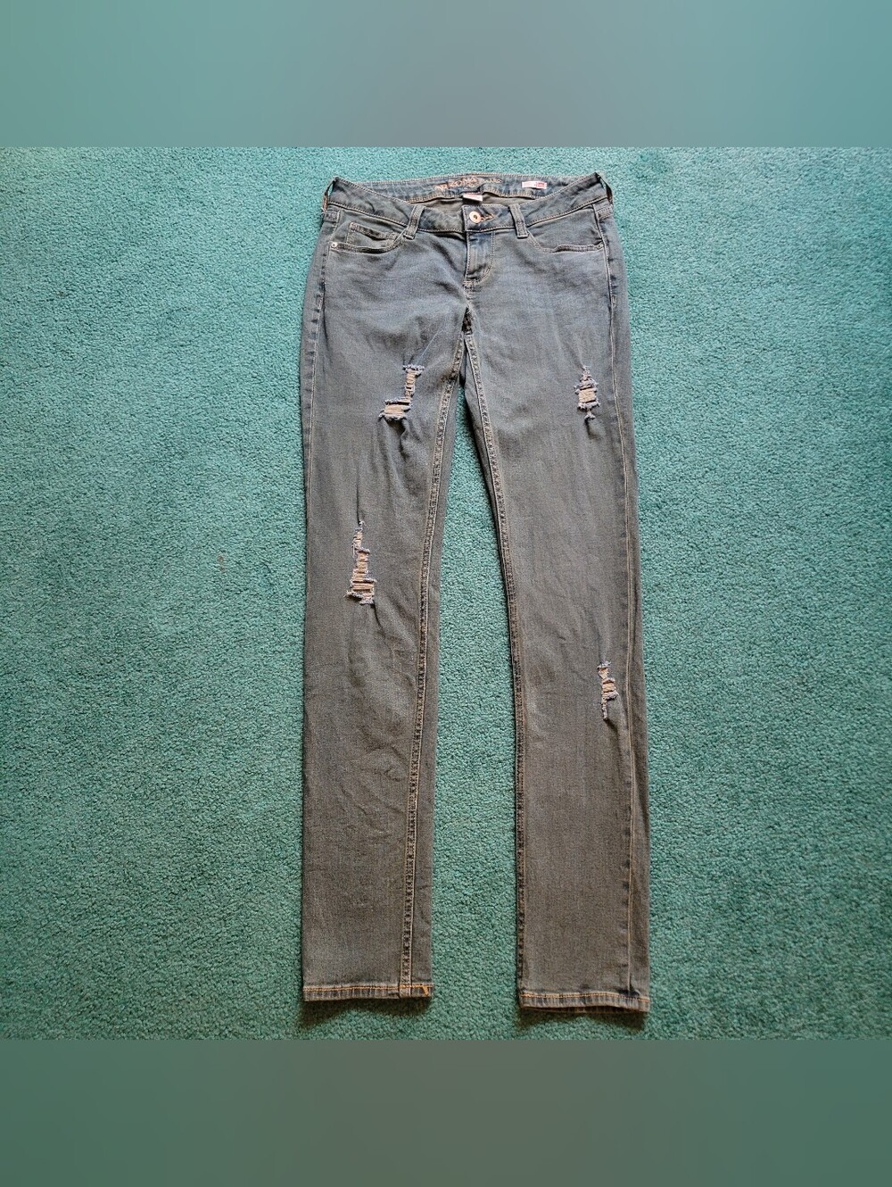 Arizona Jean Co Juniors Super Skinny Distressed Jeans Retro Blue Size 3